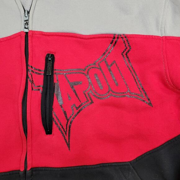 TapOut Hoodie XL 23x25 Colorblock Black Red Gray - Picture 13 of 15